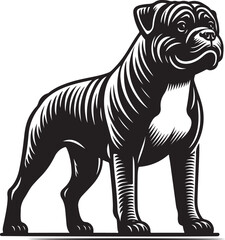 Boxer Dog silhouette vector collection on white background. Dog art work vector illustration.