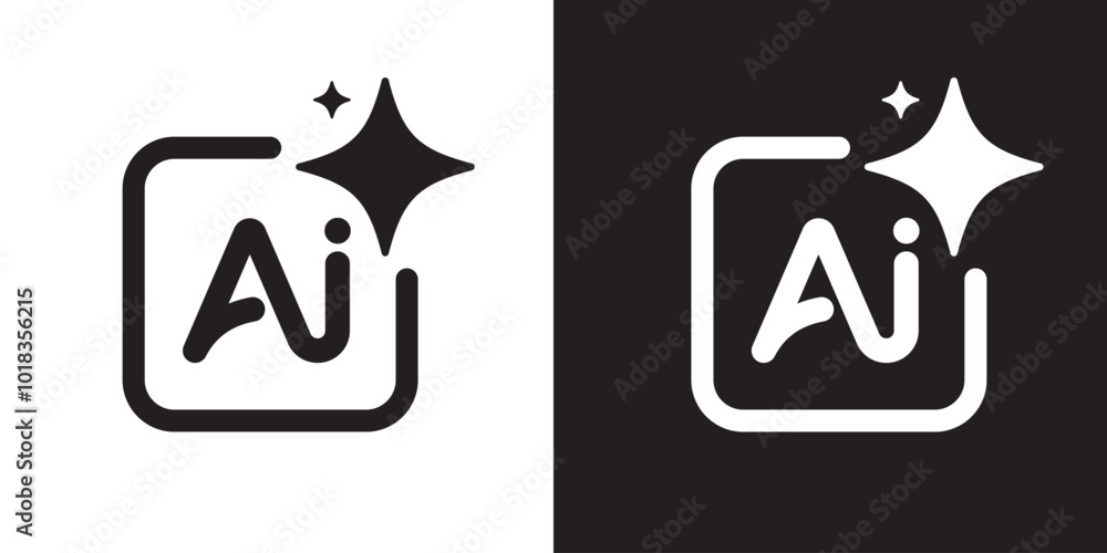 Poster Generate AI symbols. Artificial intelligence and machine learning technology concept. Icon element for app, website and interphase. Vector illustration.