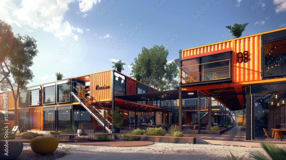 Poster modern shipping container architecture design concept