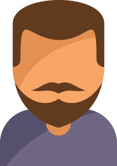 Cartoon man with brown hair and beard wearing a purple shirt avatar icon