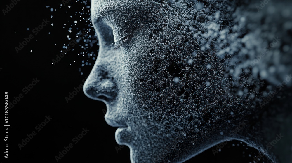Aufkleber artificial intelligence digital hologram. scattering dissolution design 3d image with copy space