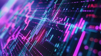 Obraz premium Abstract Neon Lines Digital Art