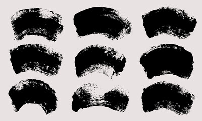 Brush strokes vector. Set of text boxes. Paintbrush collection. Grunge design elements. Dirty texture banners. Painted curved rectangles and banners