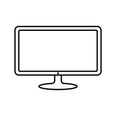Desktop computer logo. Computer LED screen icon isolated on white background. Realistic 3d design of TV. Website setting and development. Modern