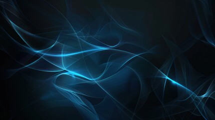 Abstract Blue Waves on Black Background