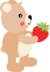 Little teddy bear with strawberry