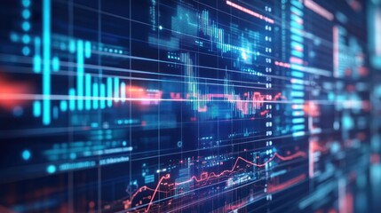 Fototapeta premium Financial charts and Business analysis big data screen Digital marketing virtual technology concept