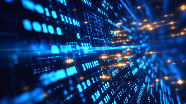 blue binary code background
