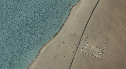 The sandy coast of Qatar in the Persian Gulf
