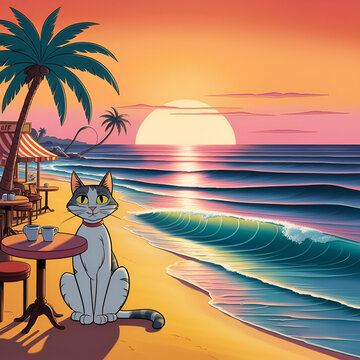 As the sun dips below the horizon, Sunset Beach transforms into a canvas of vibrant oranges and pinks, casting a warm glow over the gentle waves. Seagulls glide gracefully overhead, their calls mingli