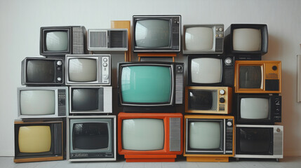 Vintage Televisions Collection in Creative Arrangement