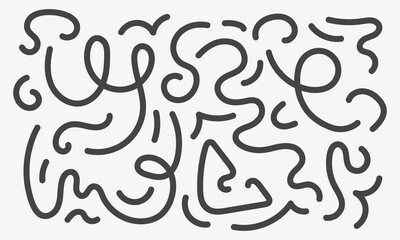 Doodle lines, variorse shapes. Childish scribble backdrop. Hand drawn scribble waves. Vector illustration