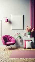 thematic interior with a blank poster 