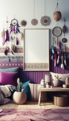 thematic interior with a blank poster 