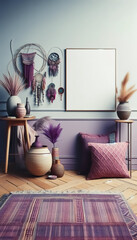 thematic interior with a blank poster 