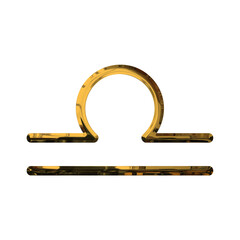 Libra Zodiac Sign 3D Shiny Gold Metallic Effect - Elegant Icon on PNG Transparent Background