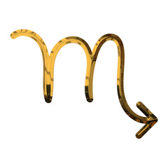Scorpio Zodiac Sign 3D Shiny Gold Metallic Effect - Elegant Icon on PNG Transparent Background