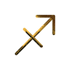 Sagittarius Zodiac Sign 3D Shiny Gold Metallic Effect - Elegant Icon on PNG Transparent Background