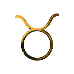 Tauras Zodiac Sign 3D Shiny Gold Metallic Effect - Elegant Icon on PNG Transparent Background