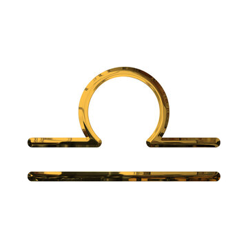 Libra Zodiac Sign 3D Shiny Gold Metallic Effect - Elegant Icon on PNG Transparent Background