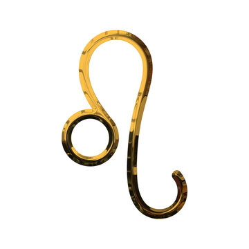 Leo Zodiac Sign 3D Shiny Gold Metallic Effect - Elegant Icon on PNG Transparent Background