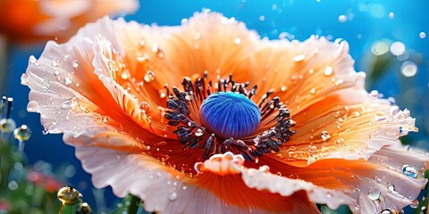 A close up of a flower with water droplets on it
