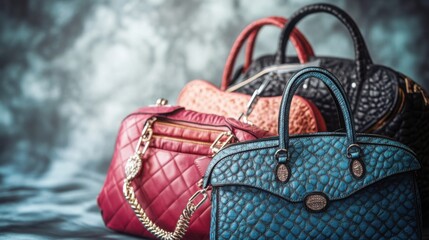 Professional product photography of stylish handbags | Arranged on a chic fabric background