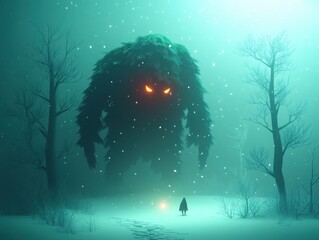 The Mystery of Frosty Hollow | A gripping thriller novel cover featuring a shadowy forest during winter