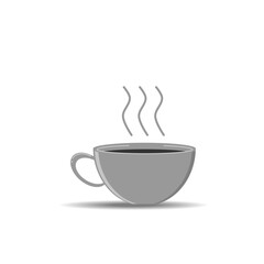 Cup of hot coffee or flat vector icon of drinking coffee, illustration of a break or break during the day.