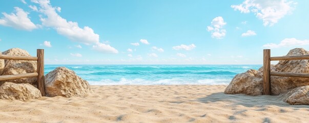 Serene Beach Escape Tranquility Awaits on This Rocky Shore with Gentle Waves and Refreshing Sea Breeze, Perfect for Relaxation and Solitude