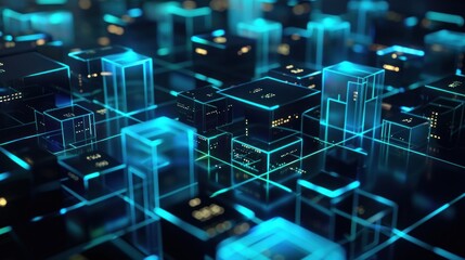 Abstract Blue Glow Cityscape