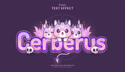 decorative cute pink cerberus editable text effect design