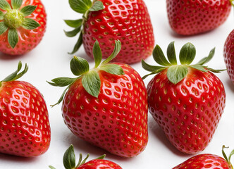 Strawberry isolated. Strawberry with half on white background. Strawberry fruit with leaf. With clipping path