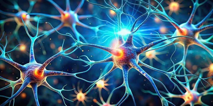 Nerve cells observed under microscope