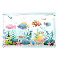 Colorful Aquarium Clipart Vector Illustration