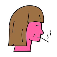 female smoking cigarette line icon vector. female smoking cigarette sign. isolated symbol illustration