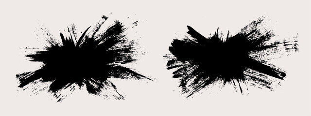 Burst brush strokes vector. Set of explosion text boxes. Grunge design elements. Painted prickly shapes