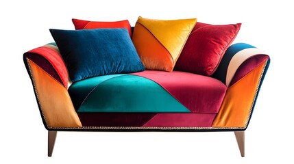 Colorful Velvet Armchair with Pillows