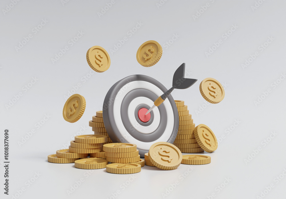 Aufkleber 3d rendered illustration of the concept of financial growth and success through accurate goal settin