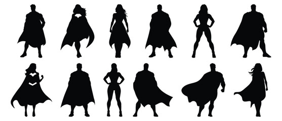 Superhero silhouette set vector design big pack of hero illustration and icon © Catnip