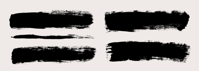 Brush strokes vector. Painted rectangles collection. Grunge long text boxes or textured backgrounds set.