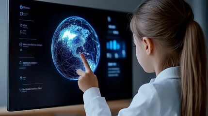 Young Scientist Exploring the Digital Globe 
