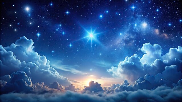 Night sky with asymmetrical stars peeking through the clouds on a summer night