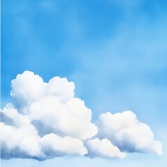 Bright Blue Sky with Fluffy White Clouds