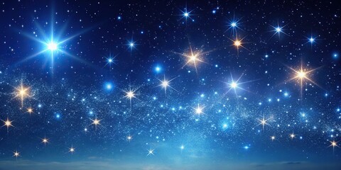 Night starry sky with twinkling stars background, space backdrop at eye level