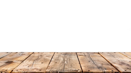 Long wooden table mockup on transparent background.
