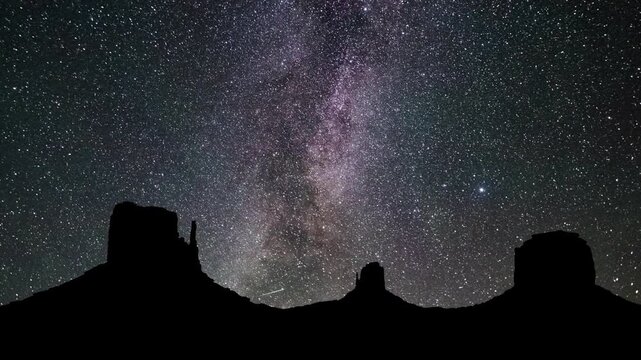 Timelapse of night at Monument Valley. Arizona, USA