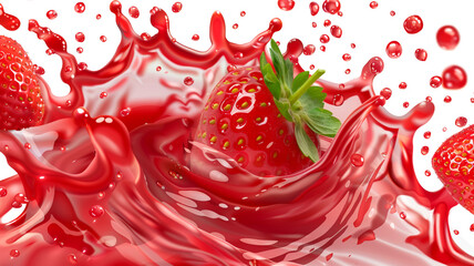 Red strawberry Jam splash with little bubbles 