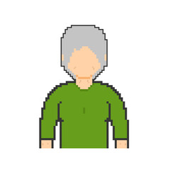 Pixel art of an old lady in green