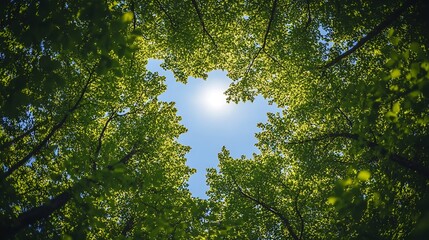 Fototapeta premium Macro Shot of Green Leaves Against Blue Sky